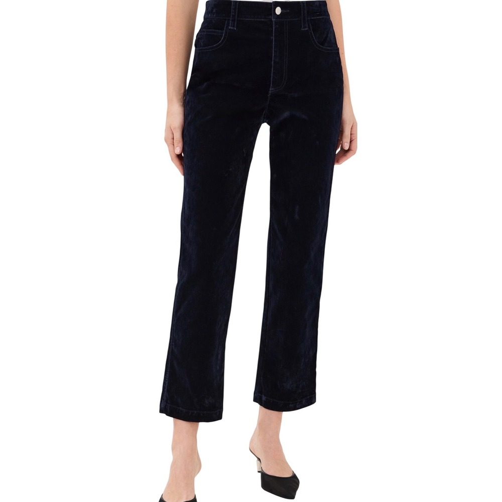 A.L.C. Women‎ black Velvet Wide Leg Pants Twelve Italian Fabric High Rise S-2410